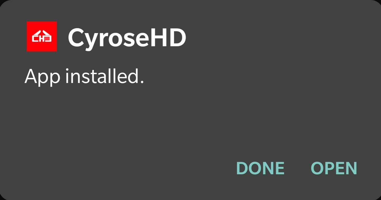 Installed Cyrose HD APK