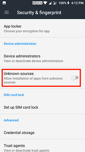 Enable Unknown Sources on Android - BeeTV APK
